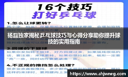 杨磊独家揭秘乒乓球技巧与心得分享助你提升球技的实用指南